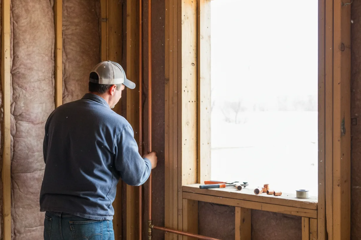 Licensed plumber running new copper supply lines in a Corinth home