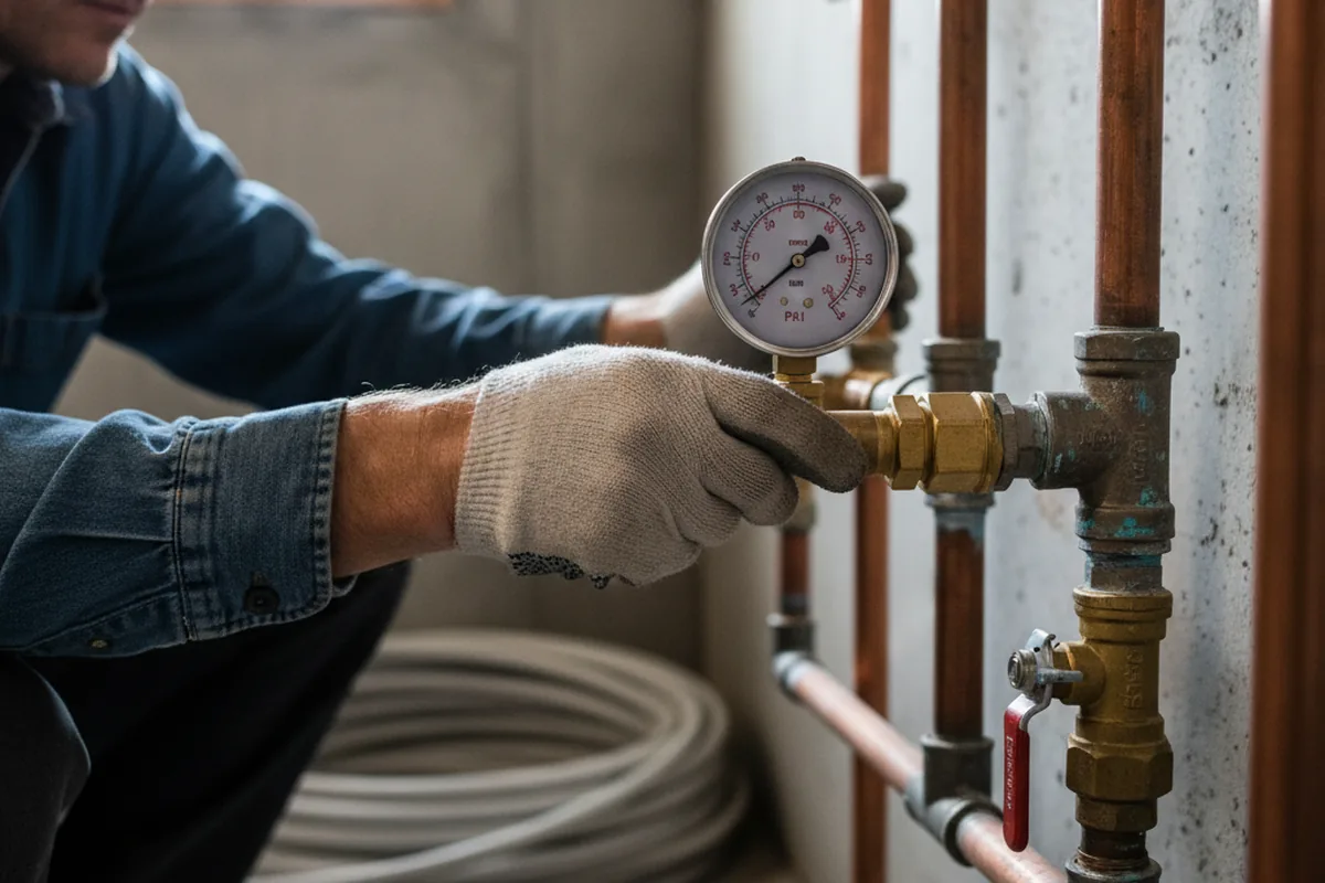 Pressure testing a repaired line during Water Line Repair in Corinth